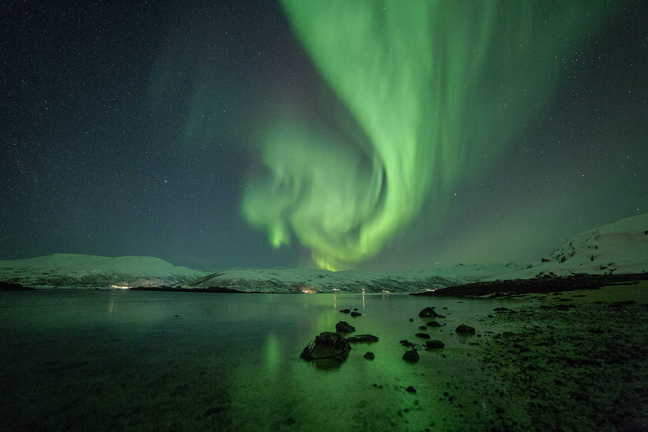 Observation des aurores boréales près de Tromso en Norvège