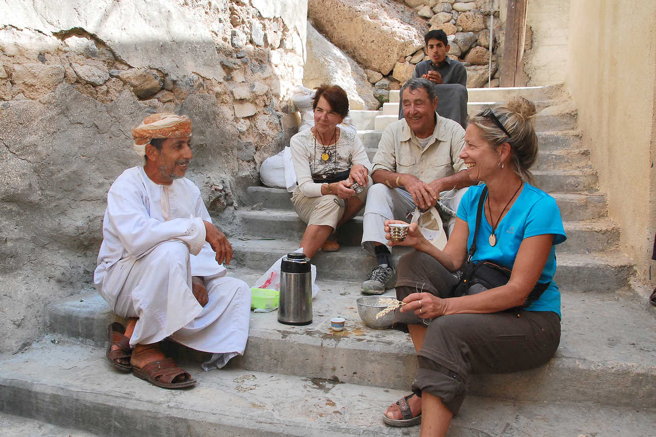 Pause café à Misfat - Oman