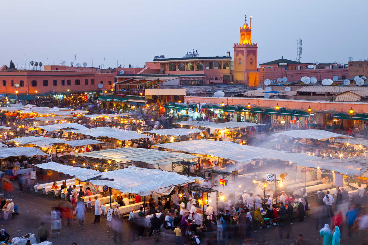 Place Jemaa El Fna, Marrakech, Haut Atlas, Maroc, Afrique