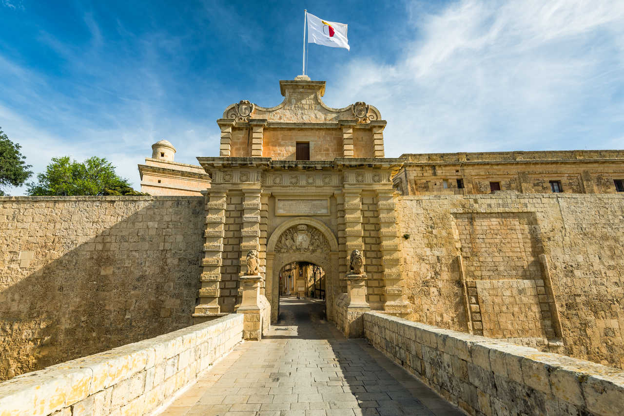 Porte fortifiée de Mdina, ville de Malte