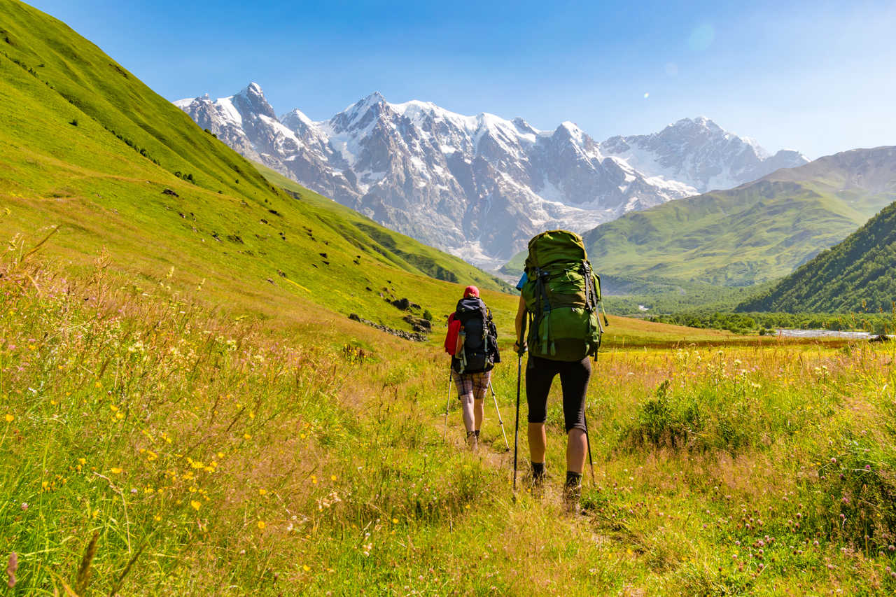 randonnée dans les montagnes du Grand Caucase, district de Mestia, Svaneti, Géorgie