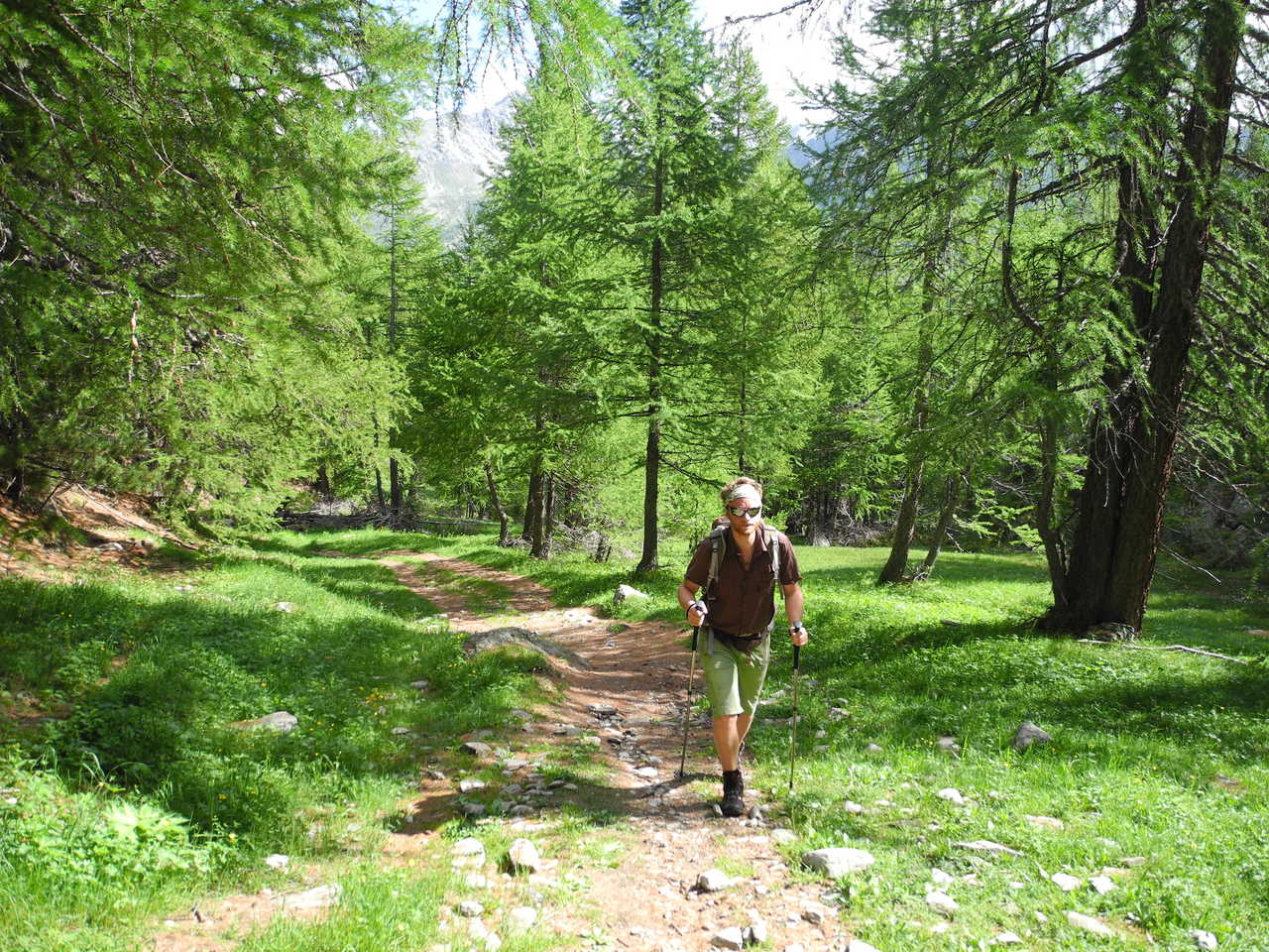 Randonneur sur un chemin du Queyras