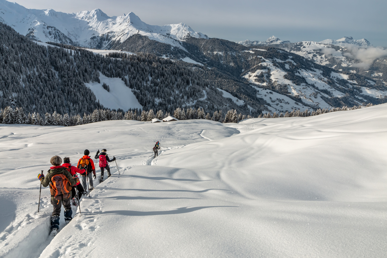 Randonneurs dans la neige dans le Beaufortain