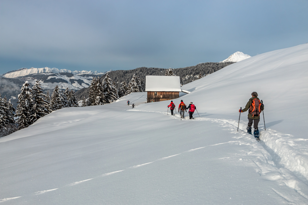 Randonneurs dans la neige du Beaufortain