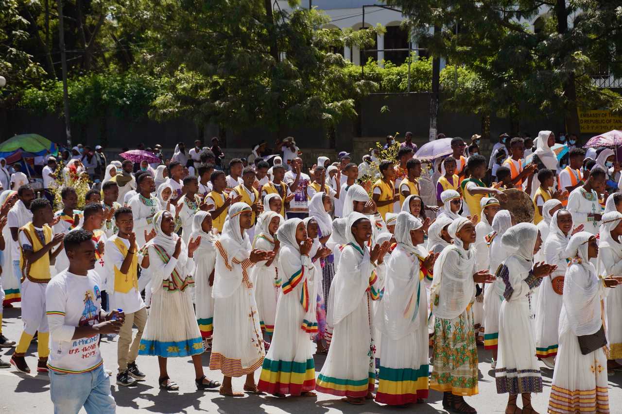 Rassemblement pour la fête religieuse de Timket