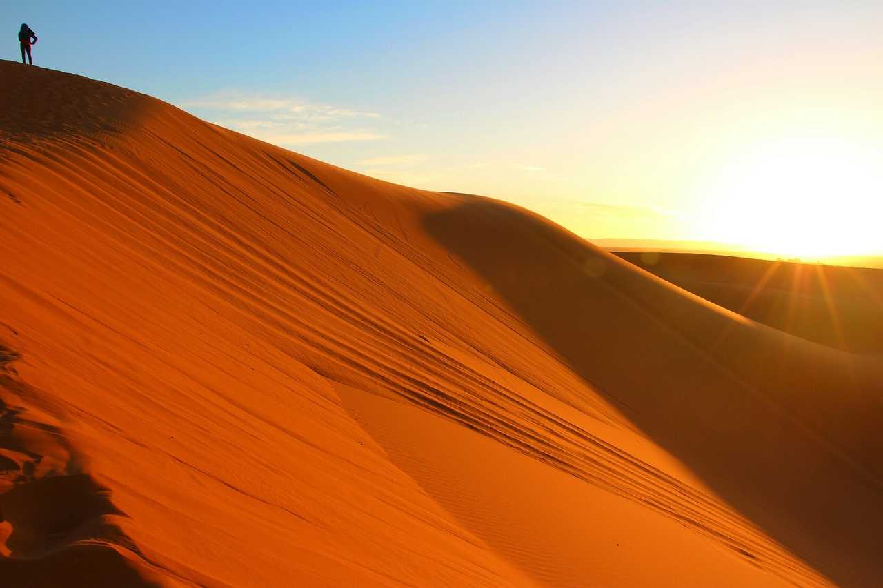 Soleil couchant sur les dunes, Maroc