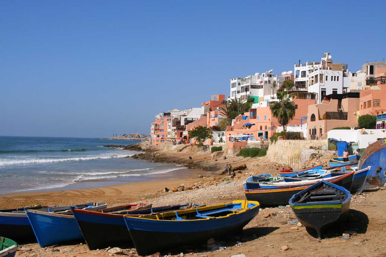 Taghazout, village de pêcheurs au nord d'Agadir au Maroc