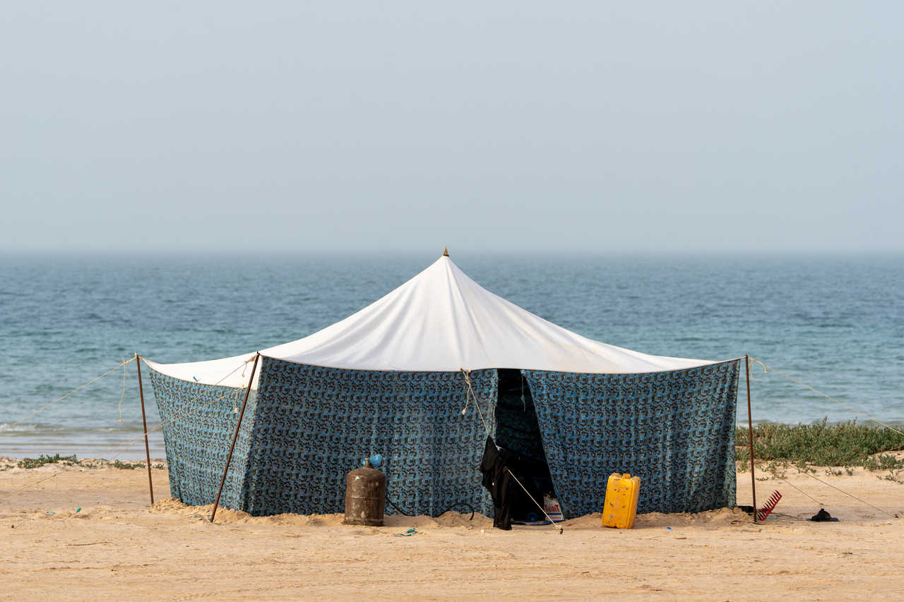tente dans le banc d'Arguin en Mauritanie
