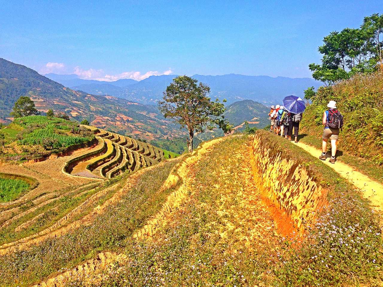 Trek dans les rizières et les villages du Tonkin au Vietnam