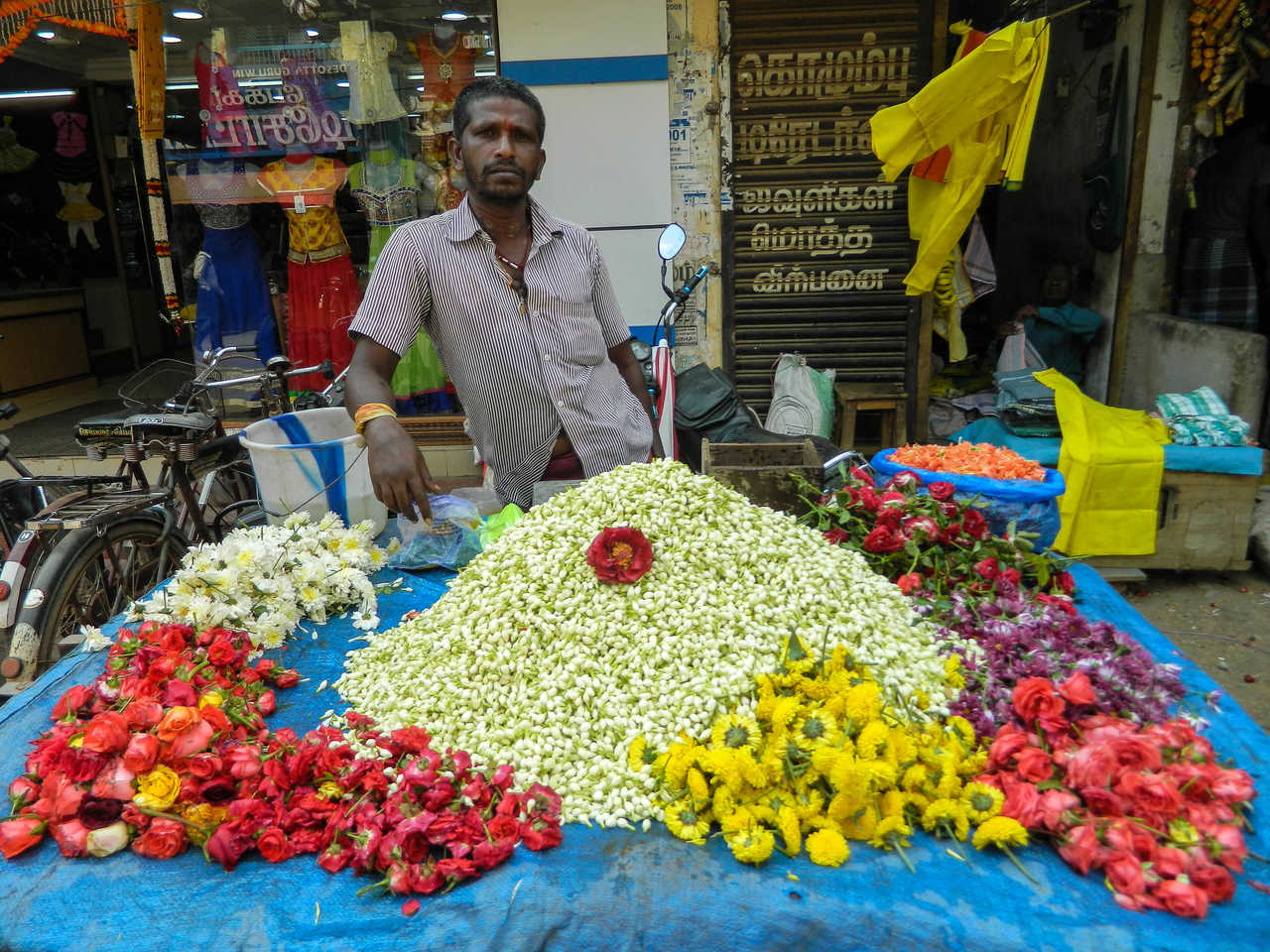 Vendeur de fleurs Inde du sud
