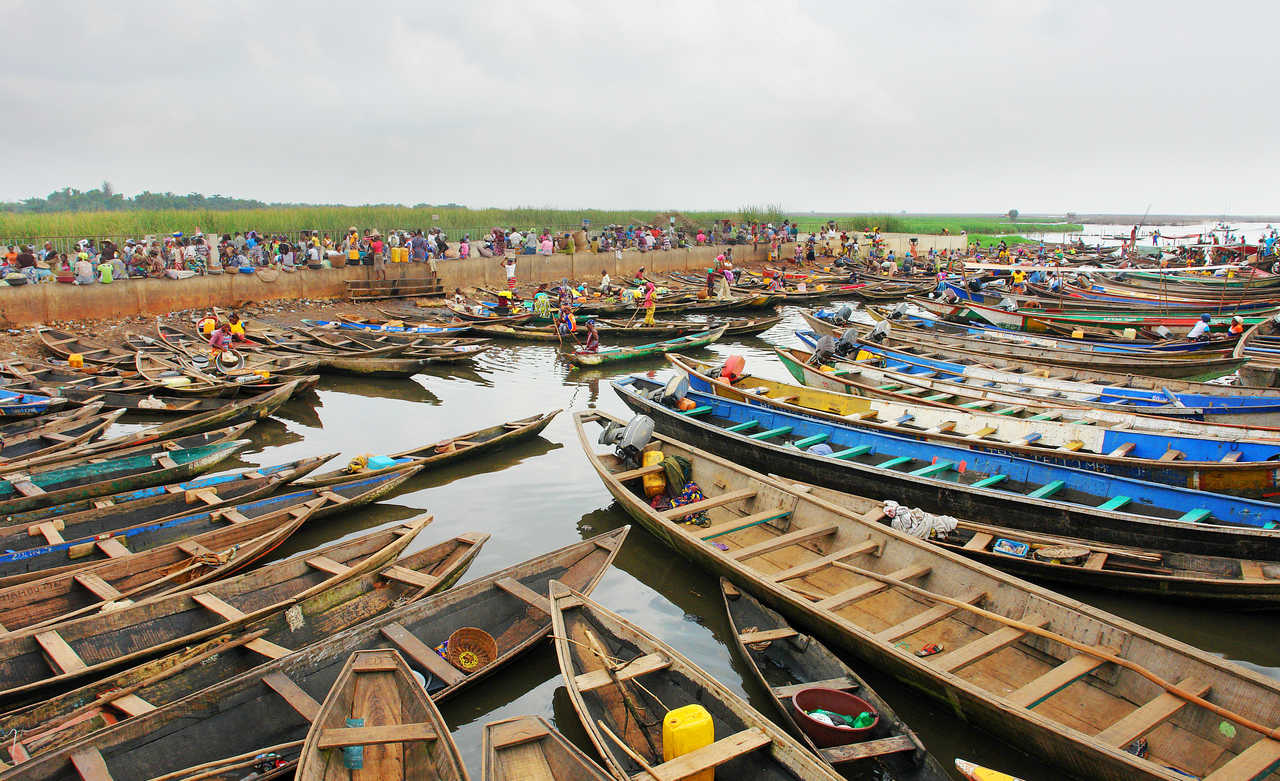 Village de Ganvié sur le lac Nokoué près de Cotonou, Bénin