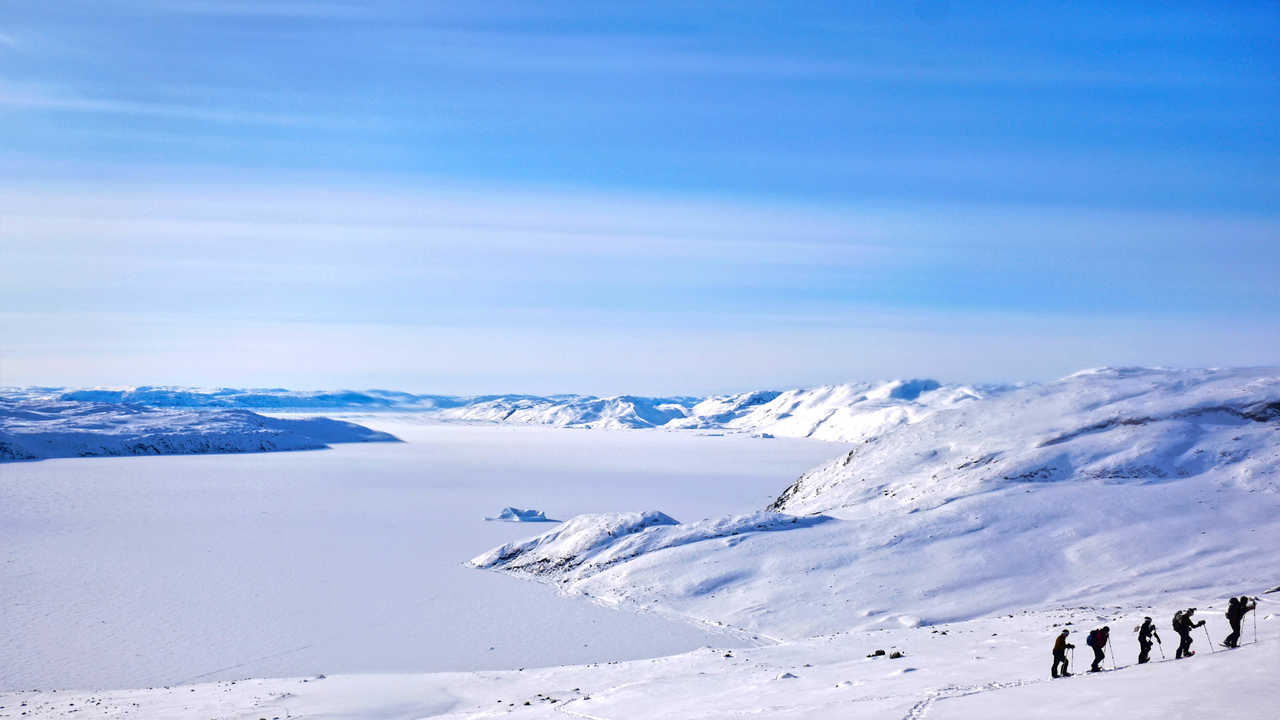 Voyage en raquettes en Arctique au Groenland sur la côte Ouest