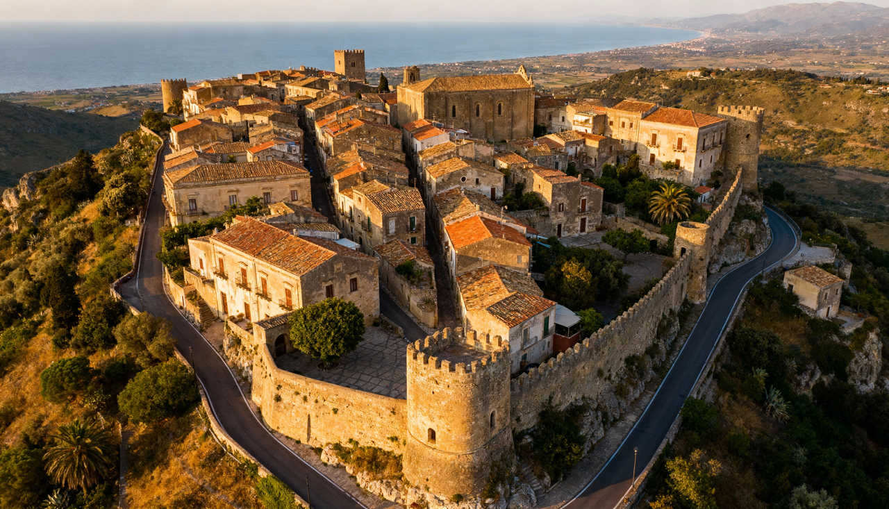 Vue aérienne de la cité de Erice en Sicile