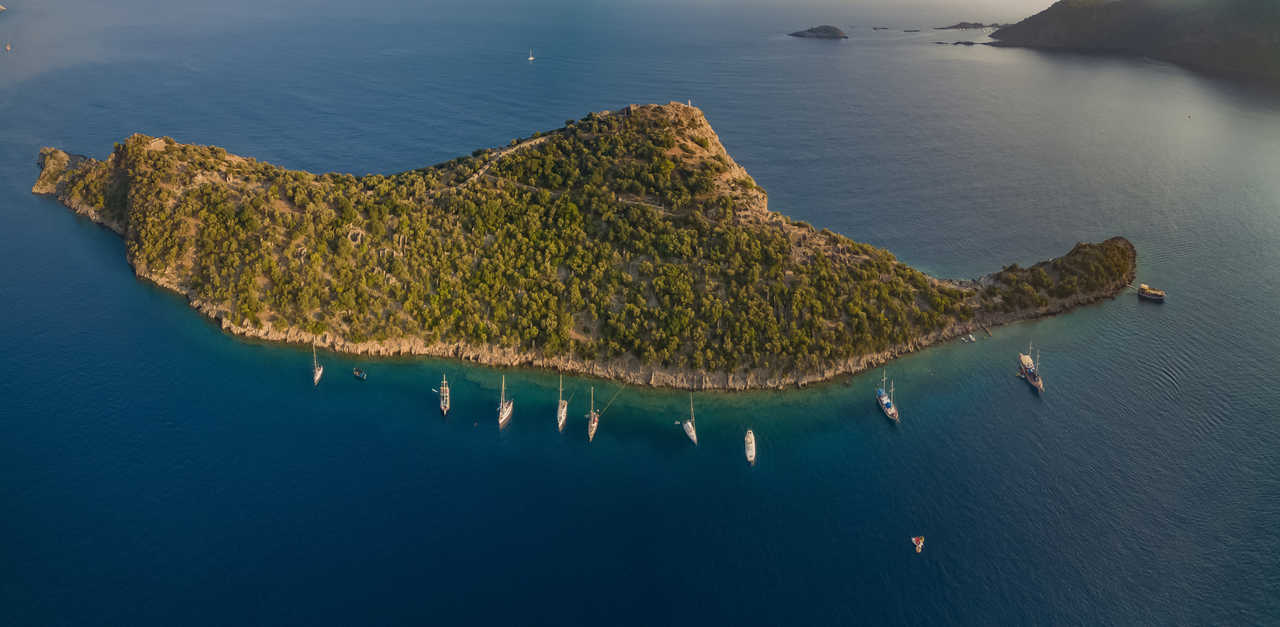 Vue aérienne de l'île de Saint Nicolas en Turquie