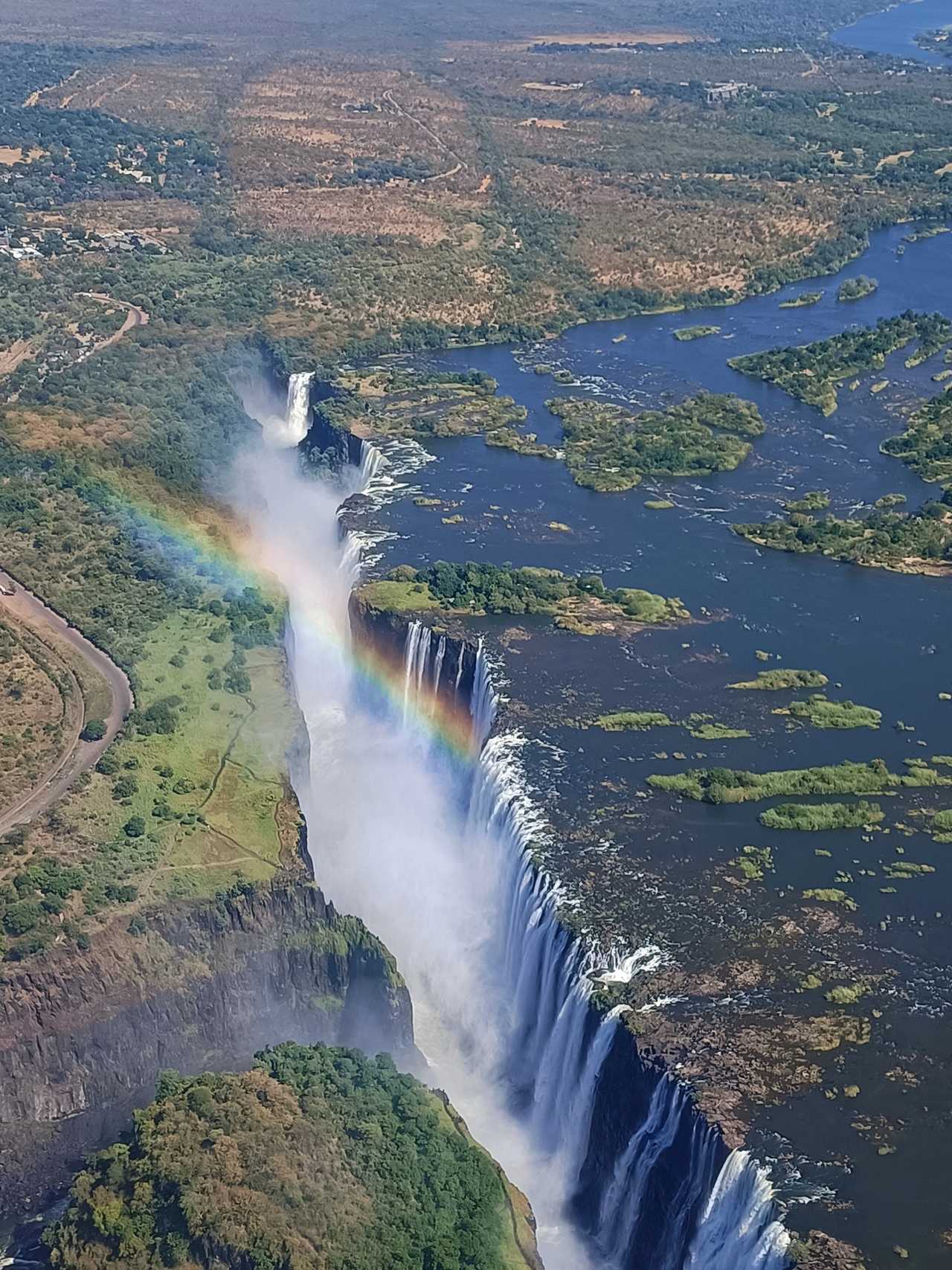 vue aérienne des Chutes Victoria en Namibie