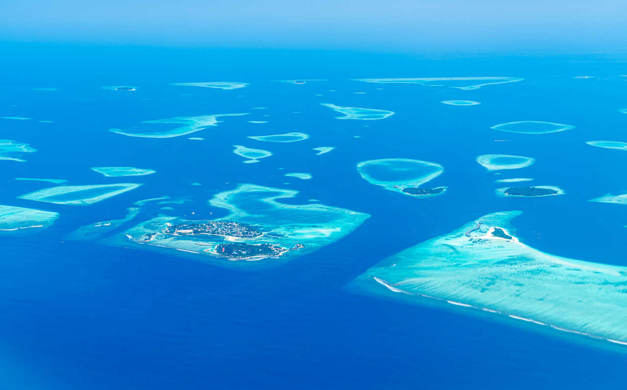 Vue aérienne des îles des Maldives