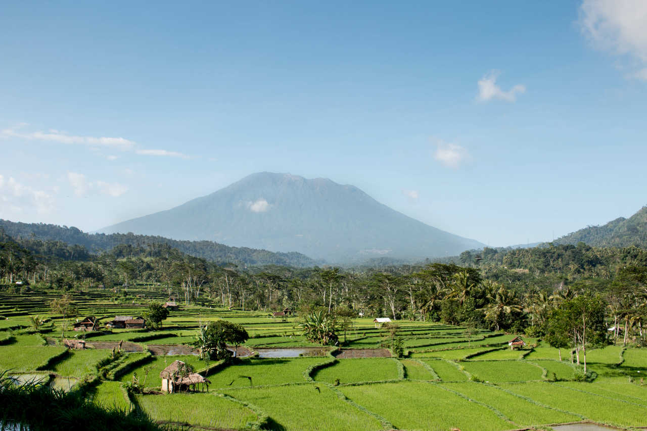 Vue sur le Mont Agung depuis Sidemen