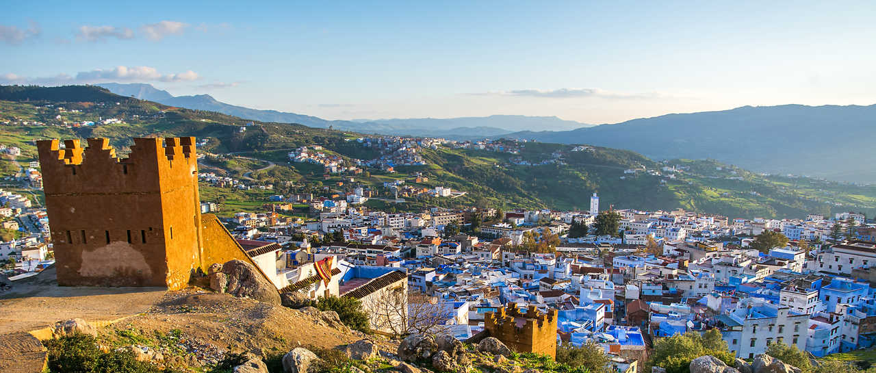 vue sur les hauteurs de Chefchaouen au Maroc