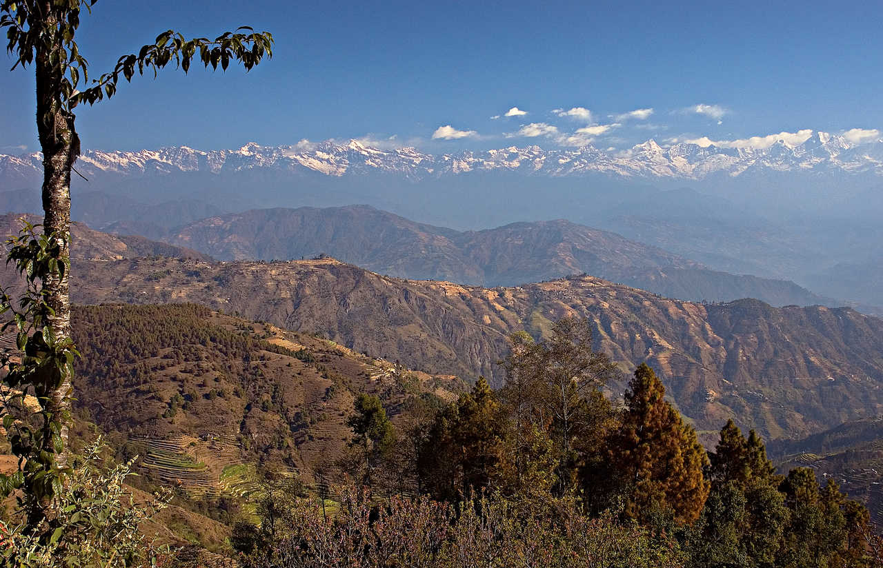Vue sur l'Himalaya depuis la région de l'Helambu