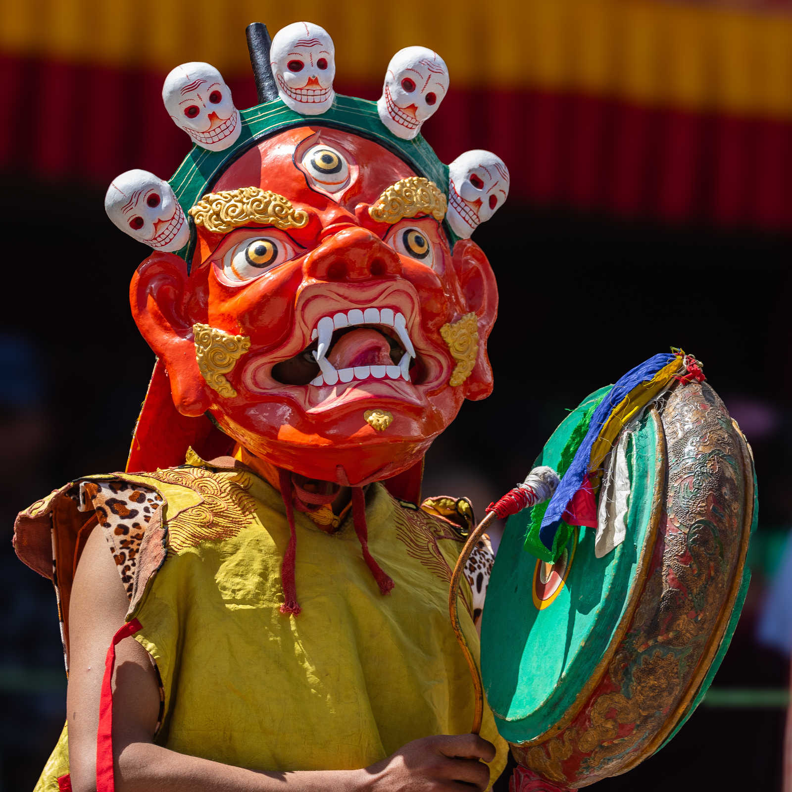 Danse de masques colorés et battements de tambour au monastère de Hemis à Leh, au Ladakh © Sandeep