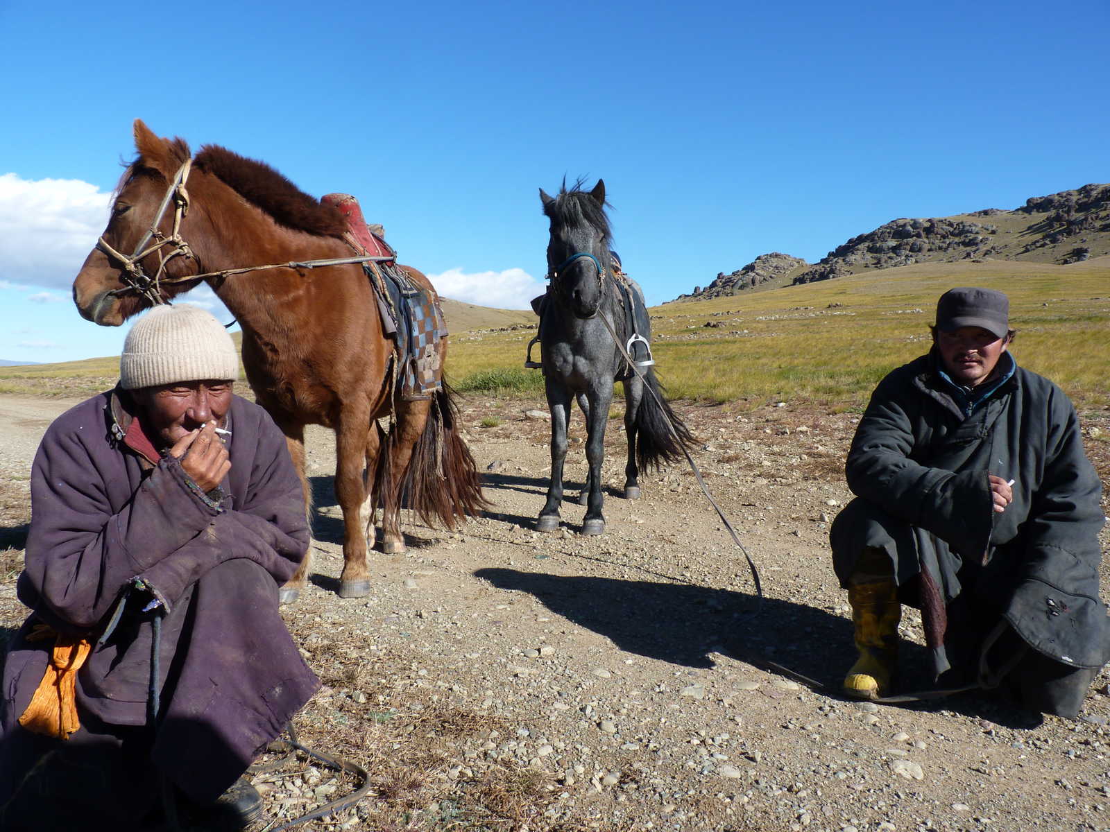 homme mongole avec leurs chevaux en Mongolie © Shakya Rajeev