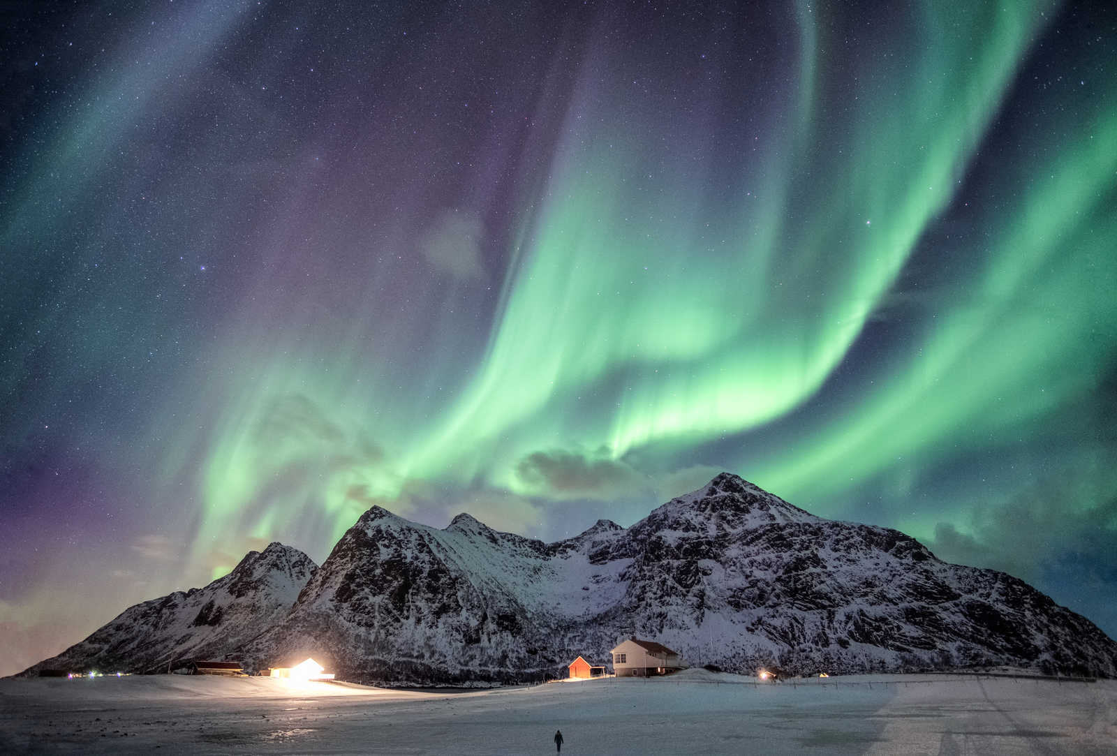 Norvège Lofoten aurores boréales hiver © Adobe Stock