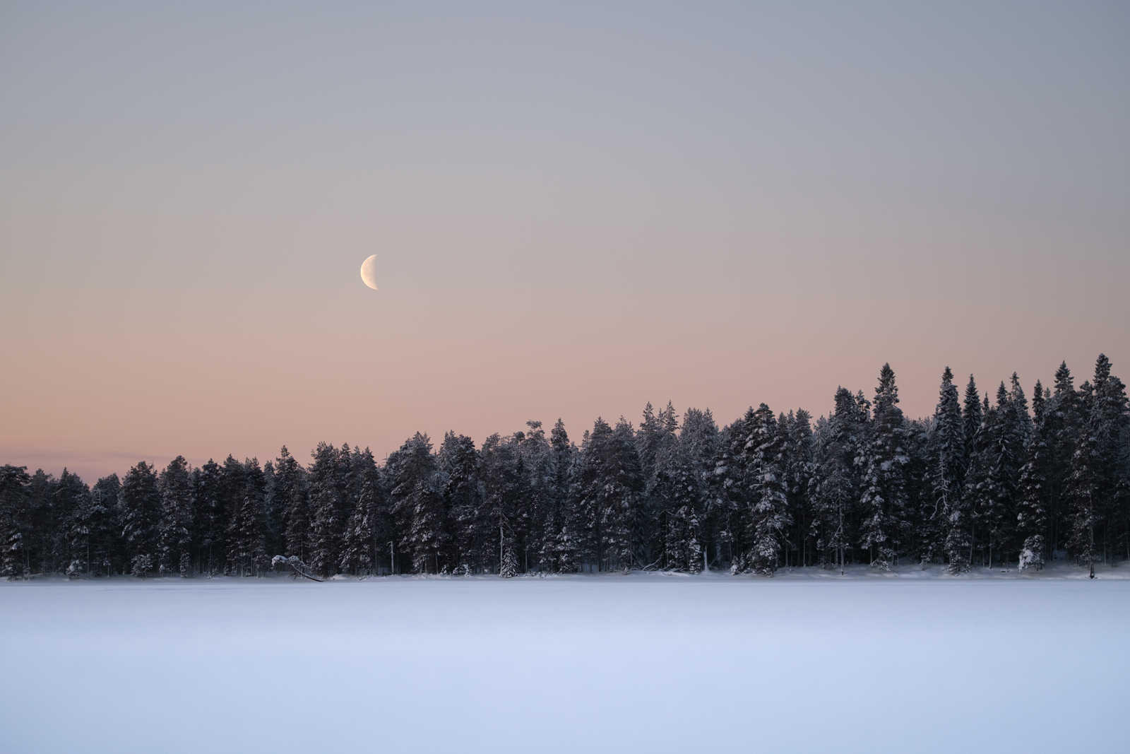 Paysage Finlande en hiver avec la lune © Ariza Charles