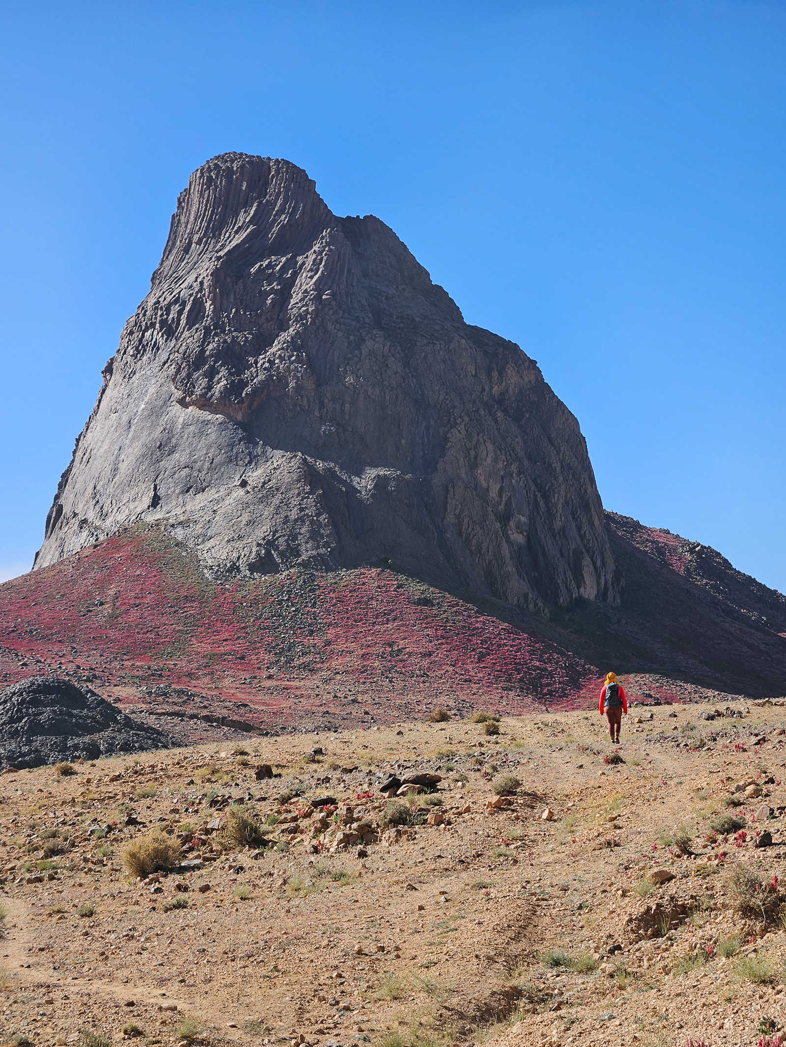Randonneuse dans le massif du Hoggar en Algérie © Andrevon Pénélope