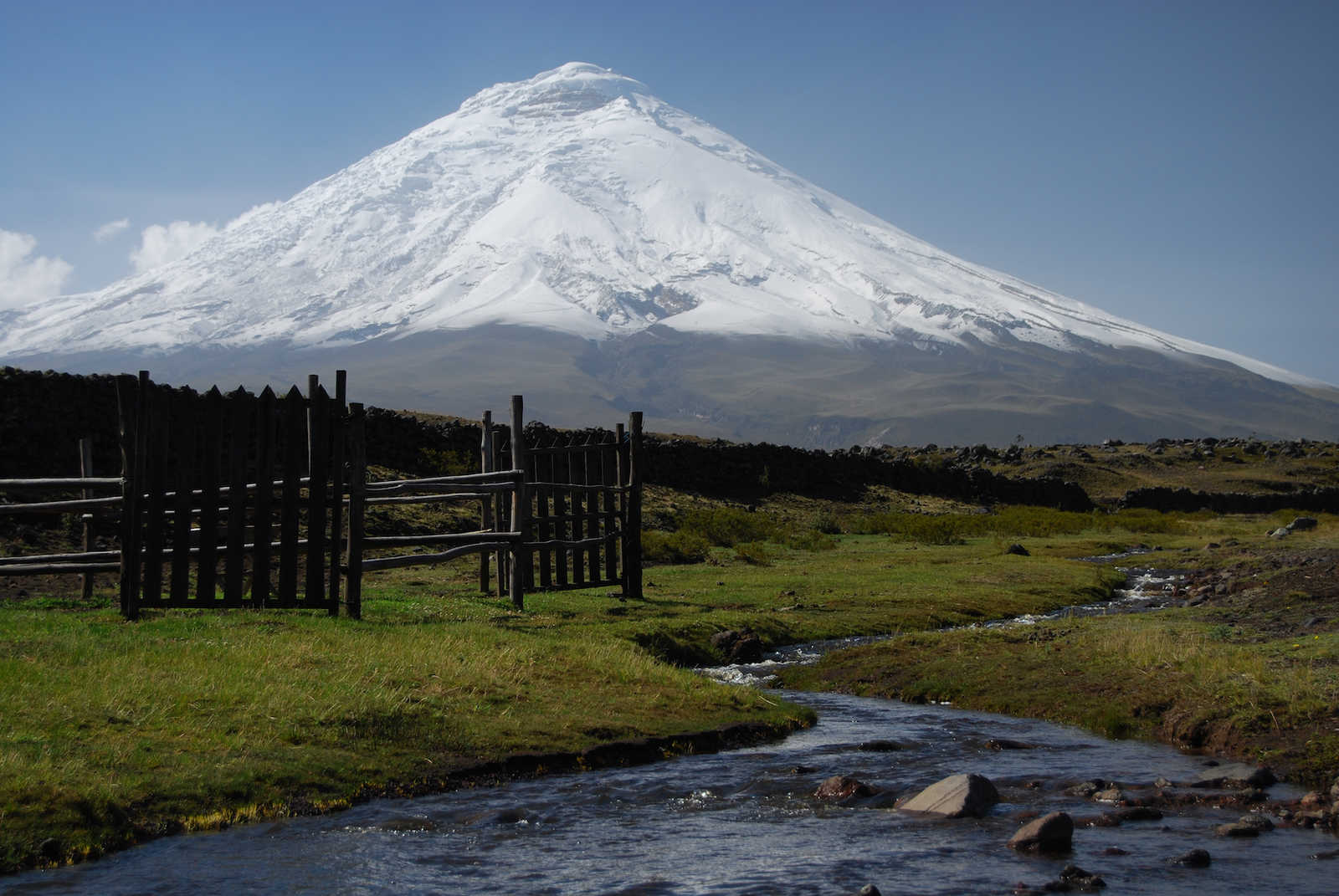 Vue du volcan Cotopaxi depuis une prairie, Equateur © Giraud Raphael