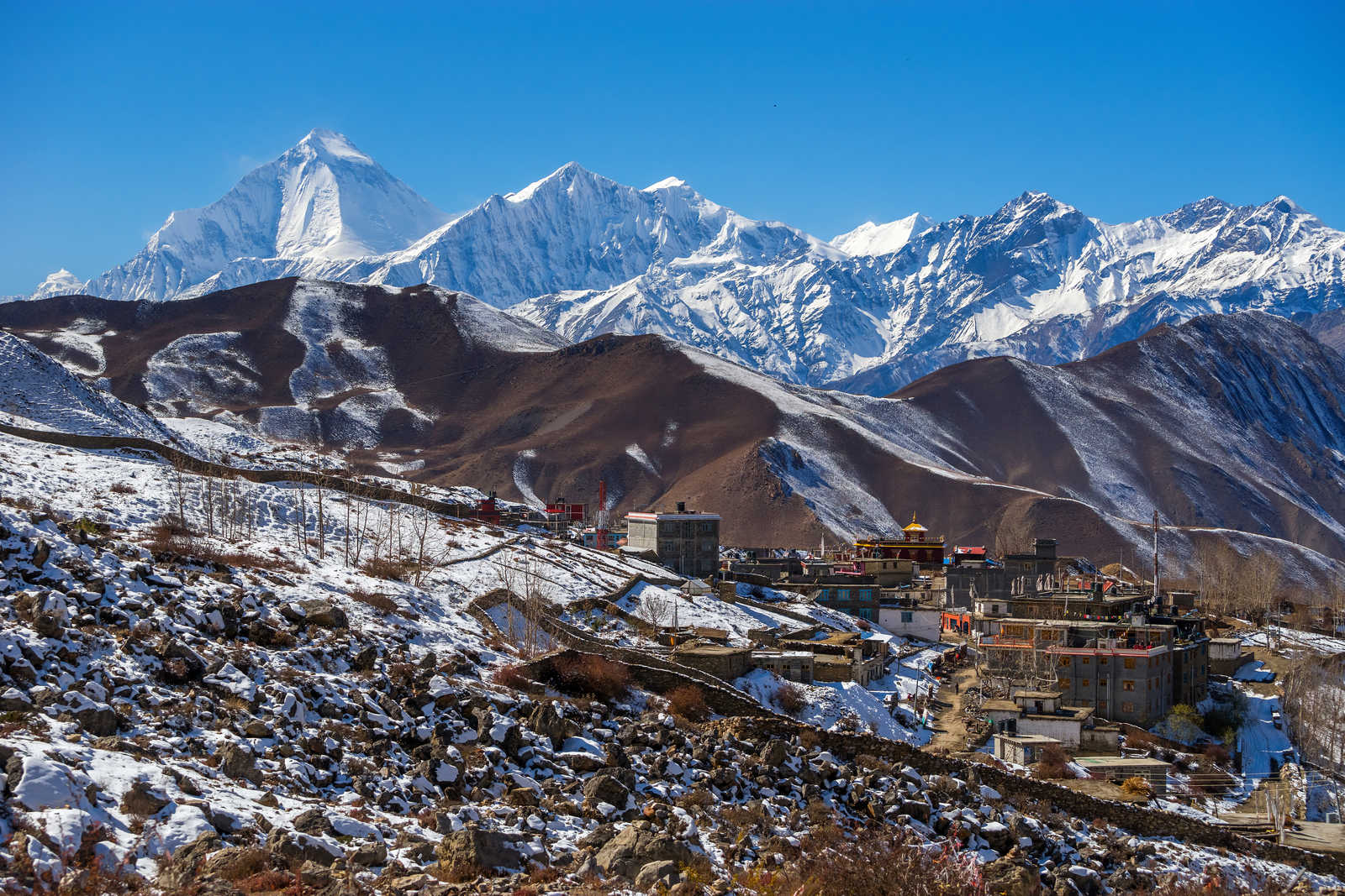 Vue sur le village de Muktinath au Népal © Anna