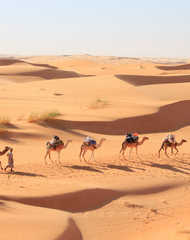 Caravane de chameaux dans le désert en Mauritanie