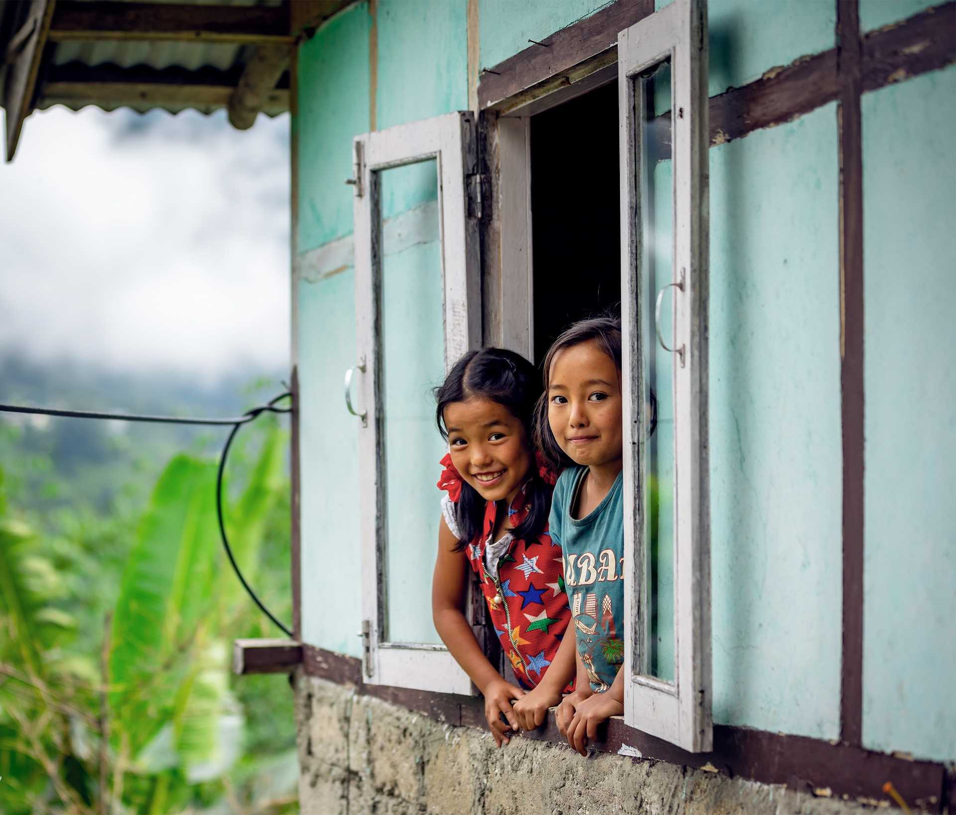 Enfants dans le village de Pelling au Sikkim