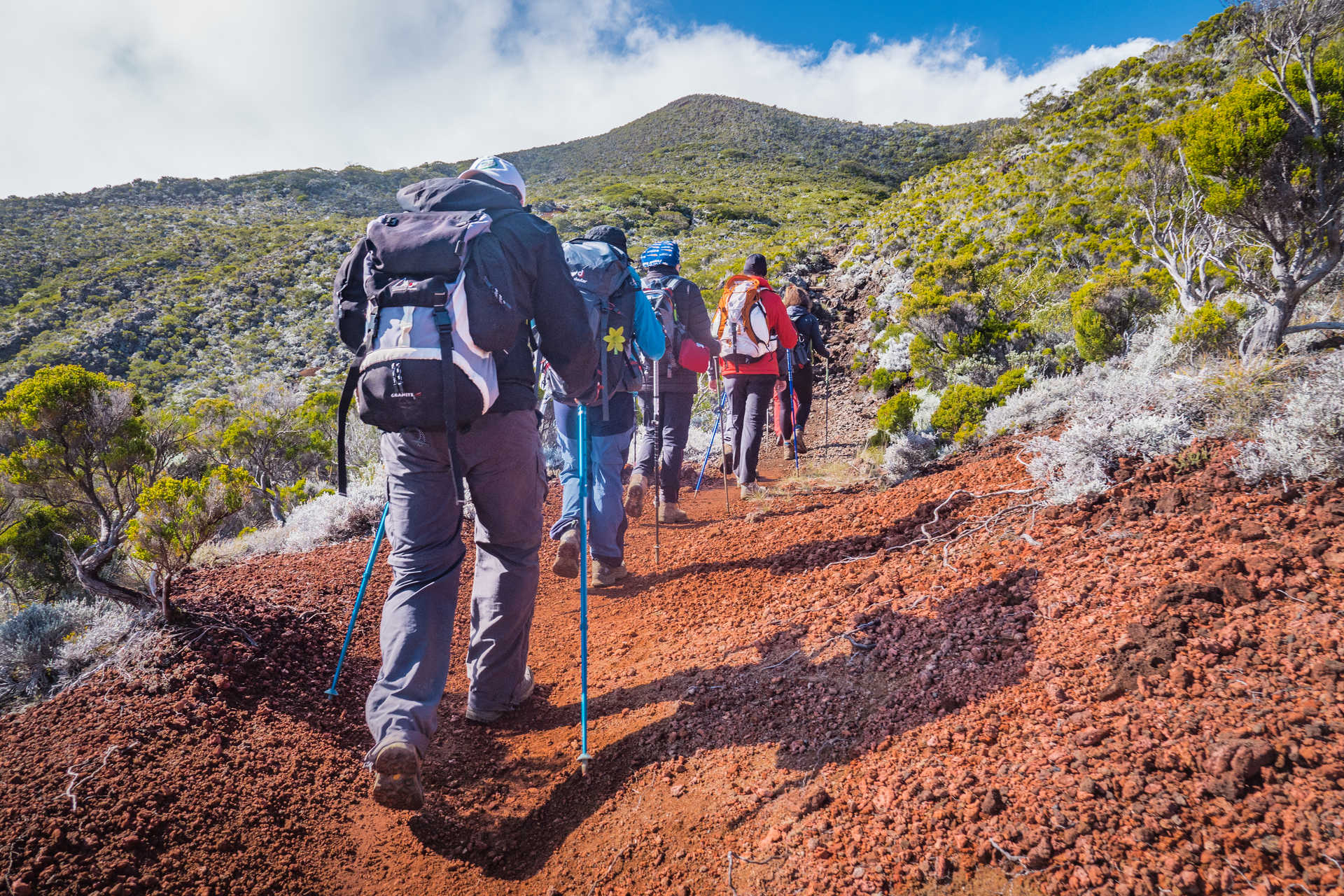 Guide et randonneurs  à La Réunion