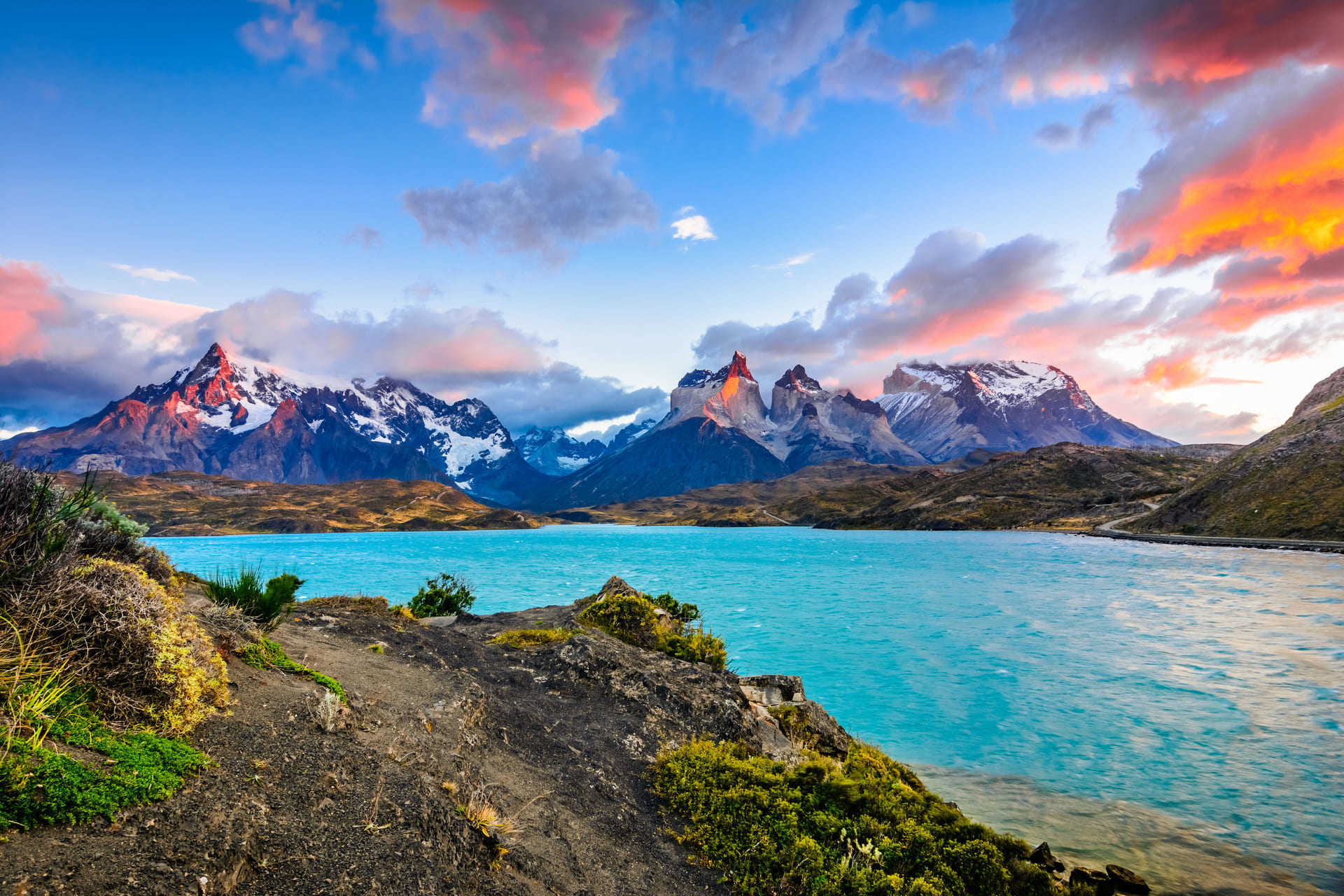 Paysage du lac Pehoe en Patagonie