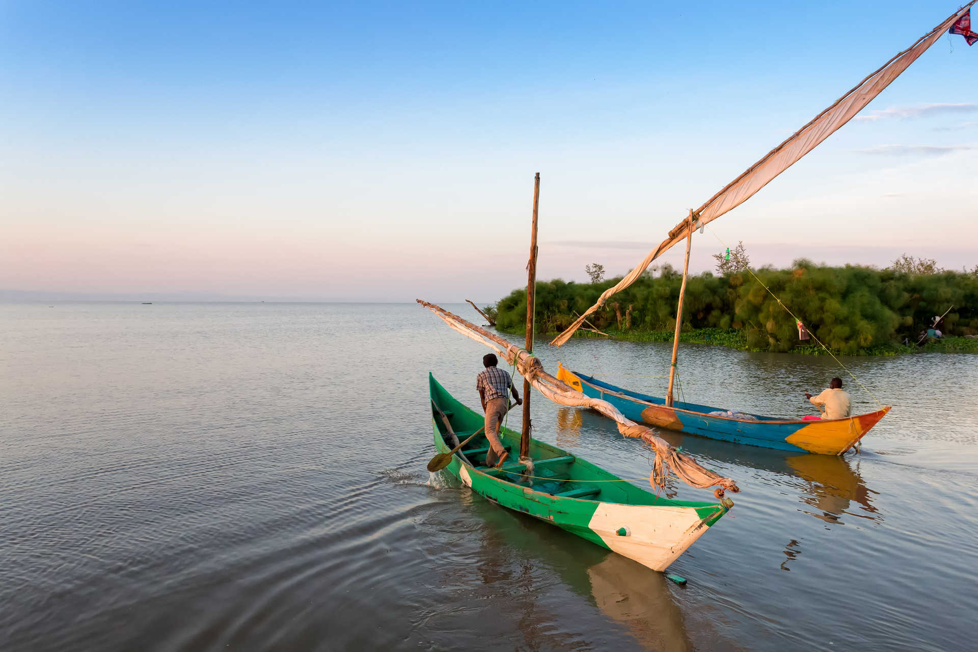 Pêcheurs sur le lac Victoria en Ouganda