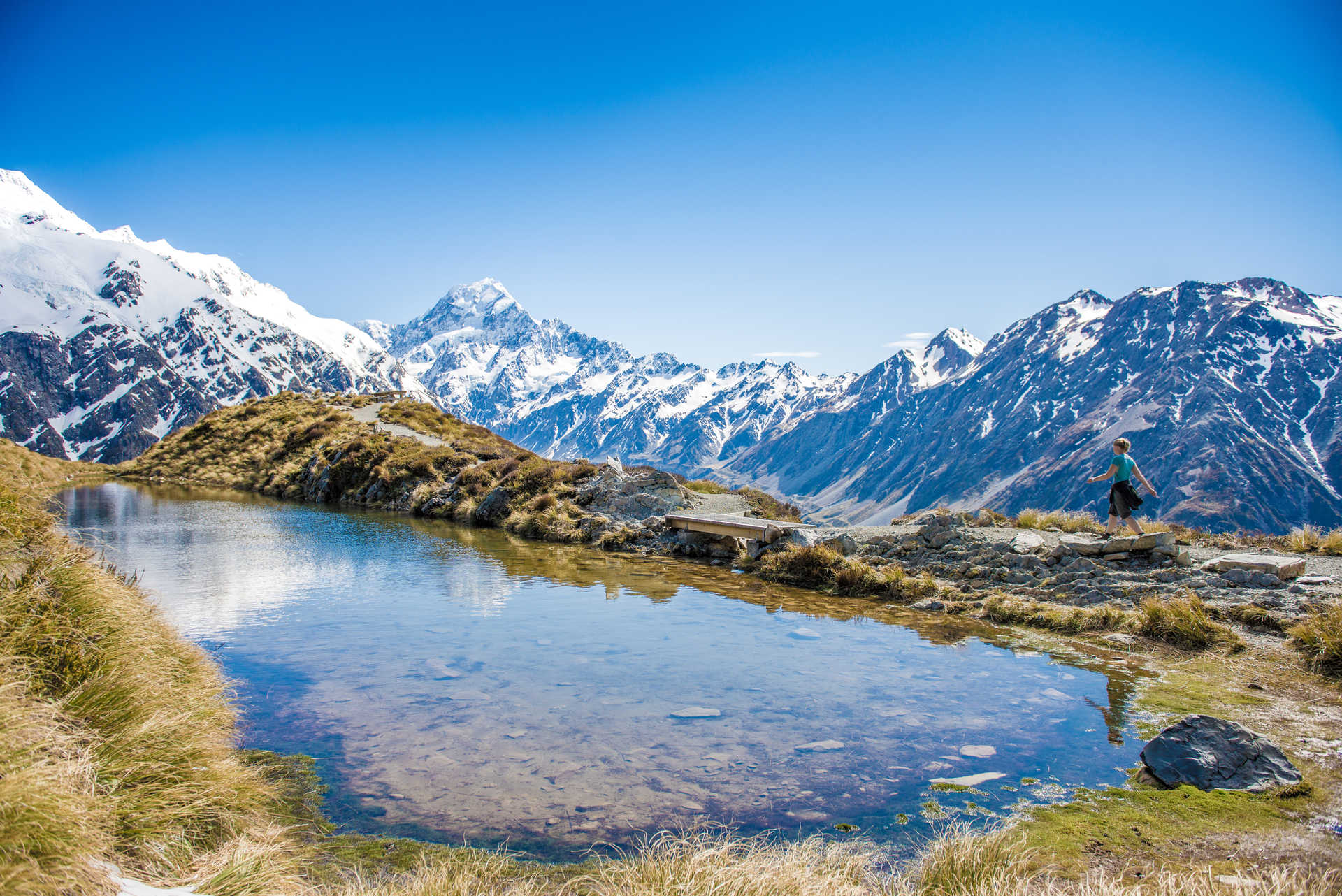 Piste de Sealy Tarns, Parc National du Mt Cook, Nouvelle Zélande