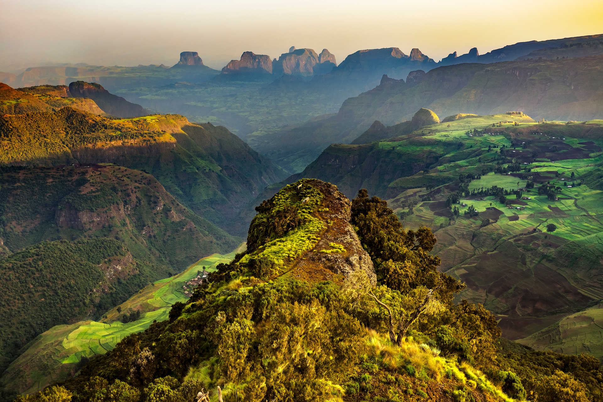 Point de vue près du camp de Chenek au Parc national des monts Simien en Ethiopie
