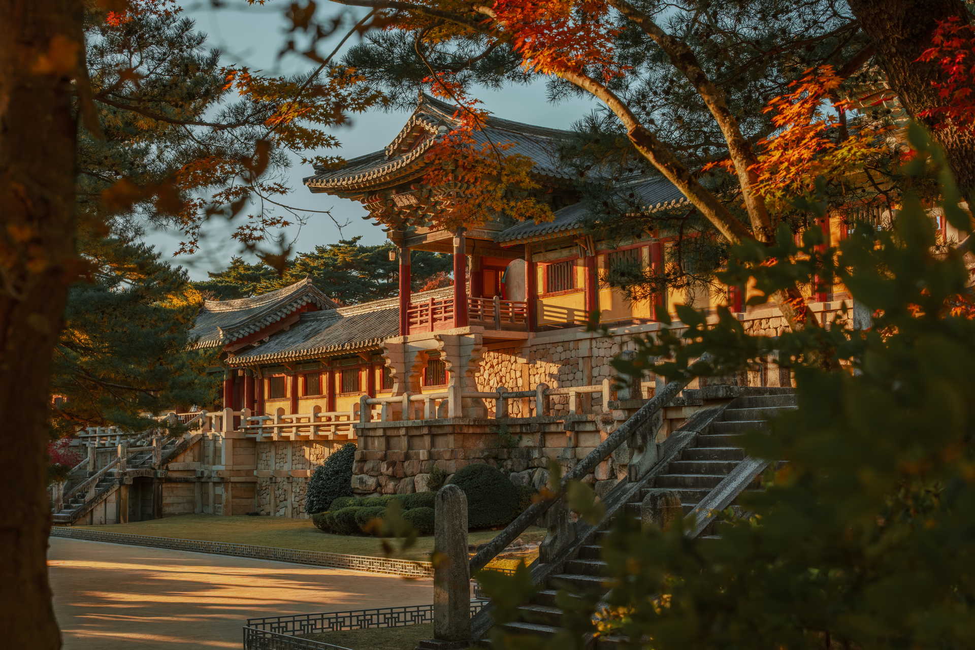 Temple Bulguksa en automne à Gyeongju en Corée du Sud