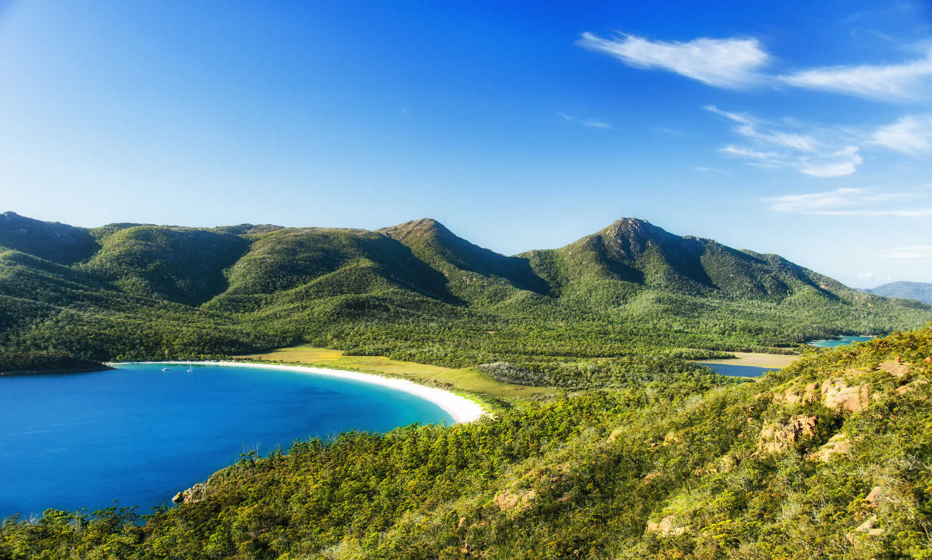 Vue de la baie de Wineglass en Tausmanie en Australie