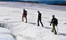 Marche sur le glacier de Folgefonna en Norvège