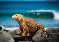 Iguane prenant le soleil aux Galapagos en Equateur