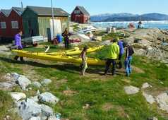 Kayak vers la ville de Ilulissat au Groenland