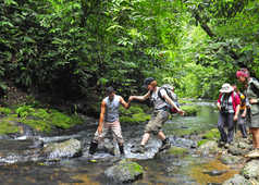 Traversée de rio dans le parc national Corcovado