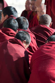 Moines tibétains au Tibet