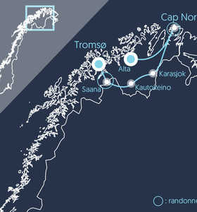 Carte du voyage en Norvège du Nord