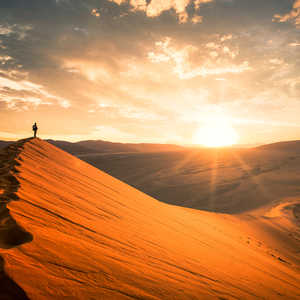 Coucher de soleil sur les dunes, Maroc