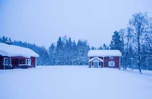 Maison finlandaises en bois l'hiver