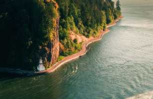 Stanley Park à Vancouver, vue depuis le Lions Gate Bridge