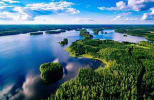Vue aérienne lac et forêt