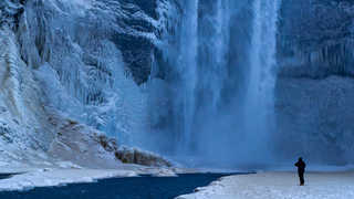 Skogafoss waterfall on winter, december, Iceland